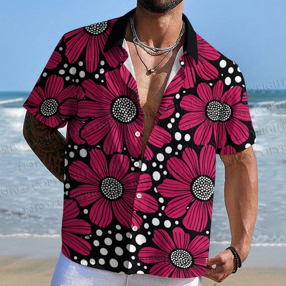 Yayoi Kusama Giant Pink Flowers Hawaiian Shirt