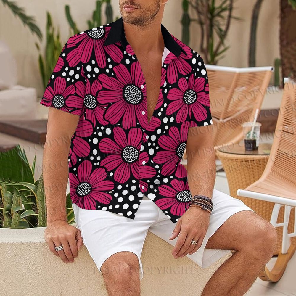 Yayoi Kusama Giant Pink Flowers Hawaiian Shirt