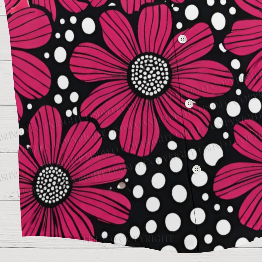 Yayoi Kusama Giant Pink Flowers Hawaiian Shirt