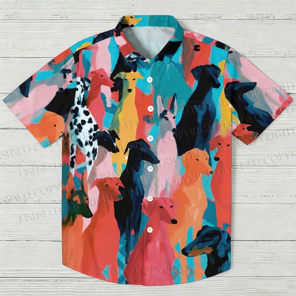 Multicolor Dogs Hawaiian Shirt