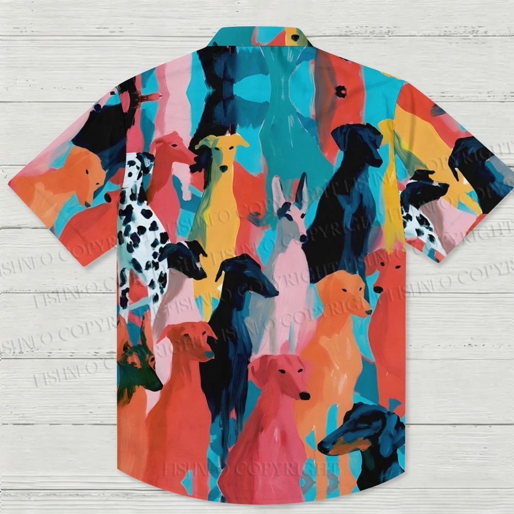 Multicolor Dogs Hawaiian Shirt