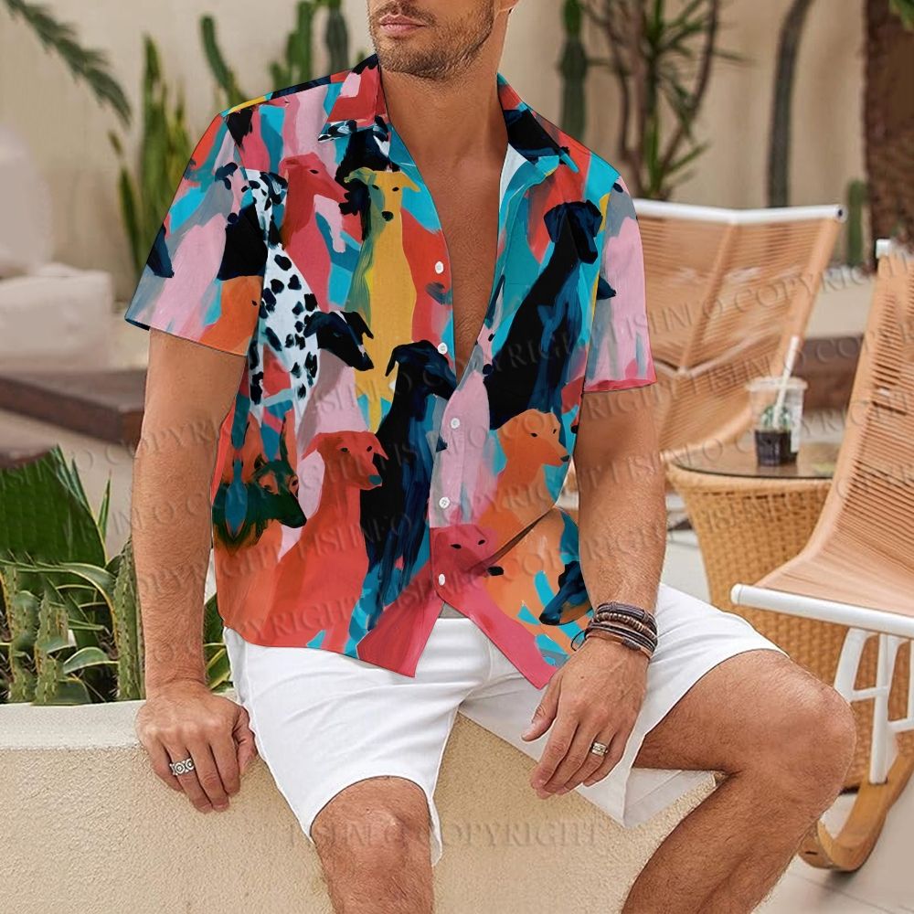Multicolor Dogs Hawaiian Shirt