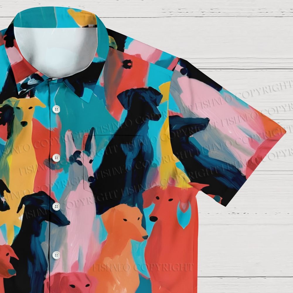Multicolor Dogs Hawaiian Shirt