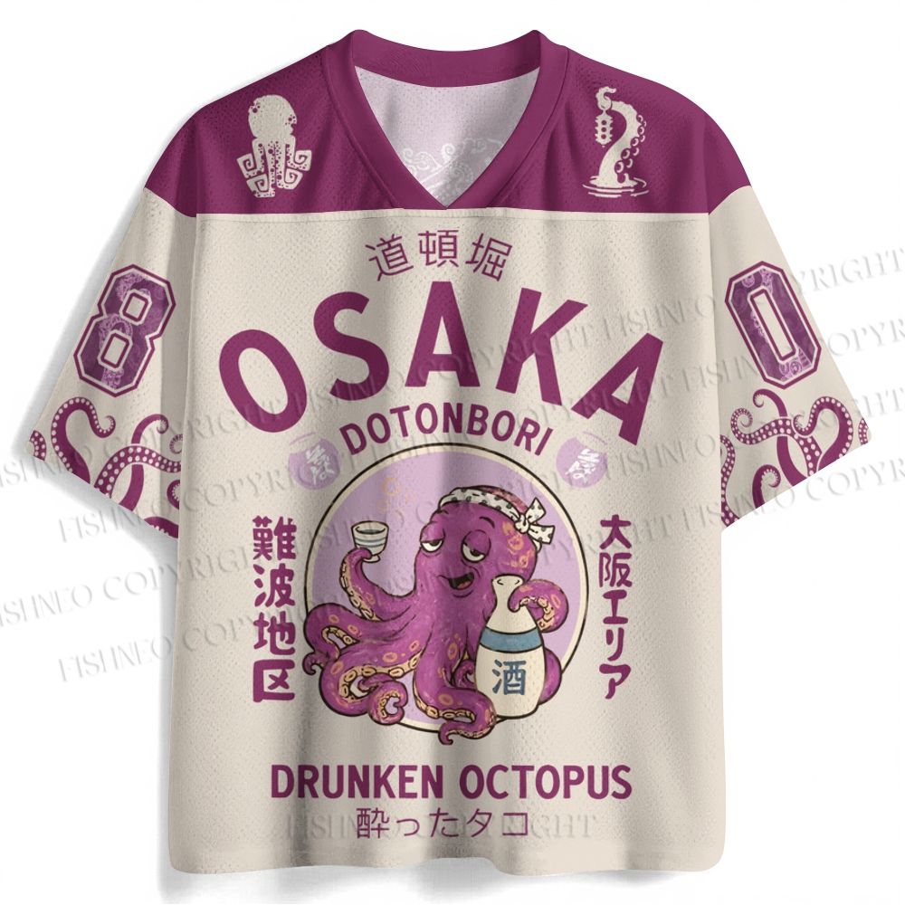 Osaka Drunken Octopus Printed Jersey Shirts