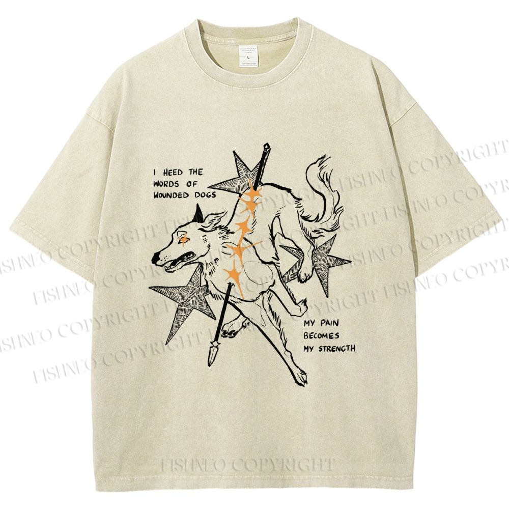 Unisex Pain Strength Dog Printed Washed Tee
