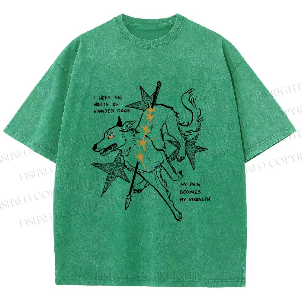 Unisex Pain Strength Dog Printed Washed Tee