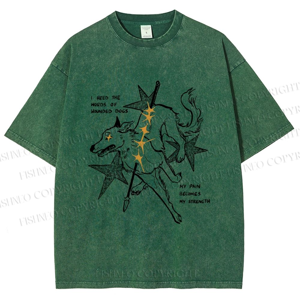Unisex Pain Strength Dog Printed Washed Tee