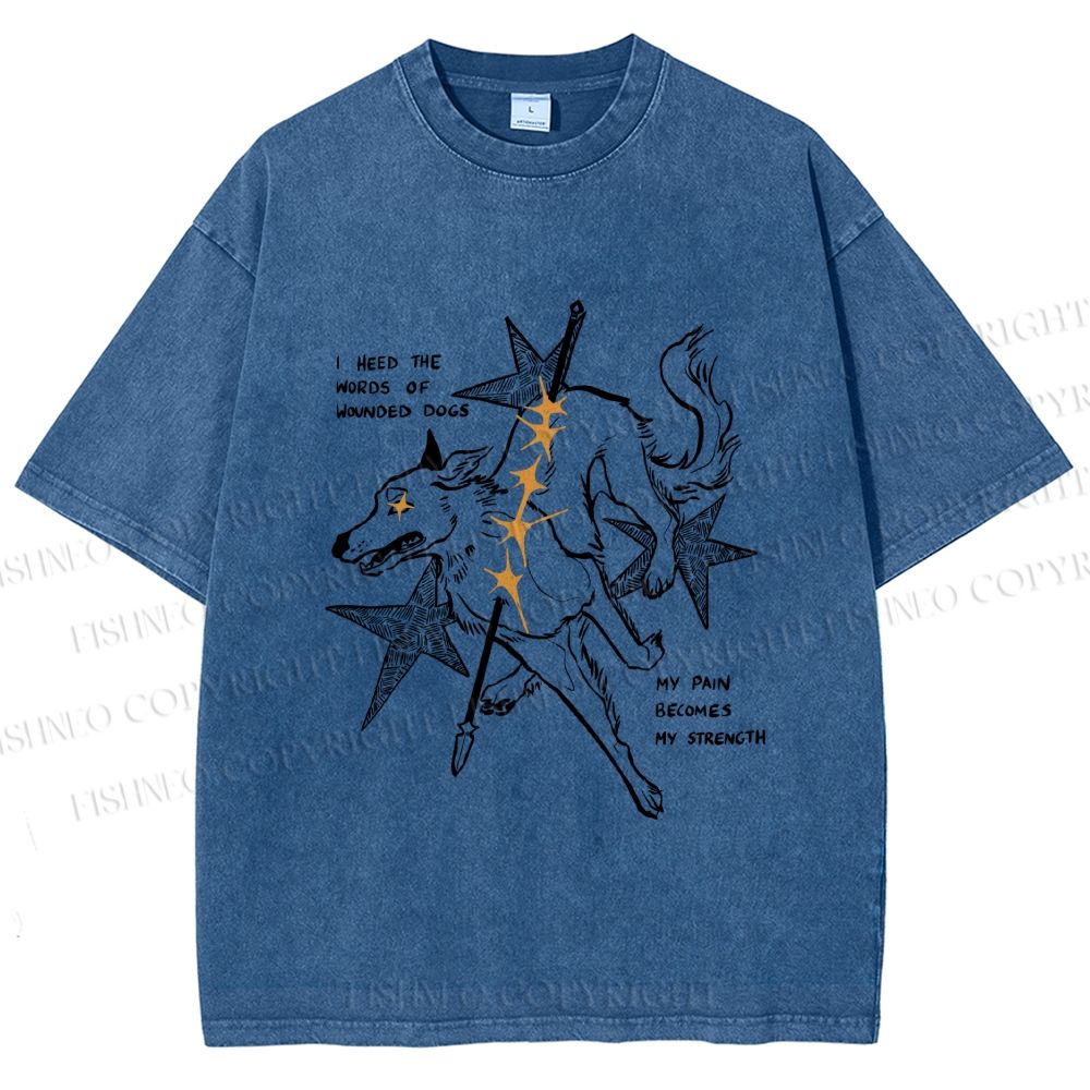 Unisex Pain Strength Dog Printed Washed Tee