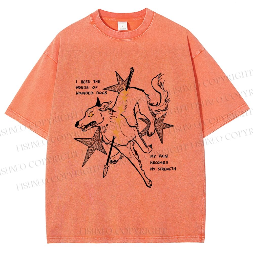 Unisex Pain Strength Dog Printed Washed Tee