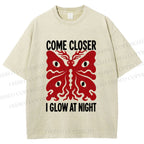 Unisex Night Glow Moth Printed Washed Tee