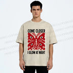Unisex Night Glow Moth Printed Washed Tee