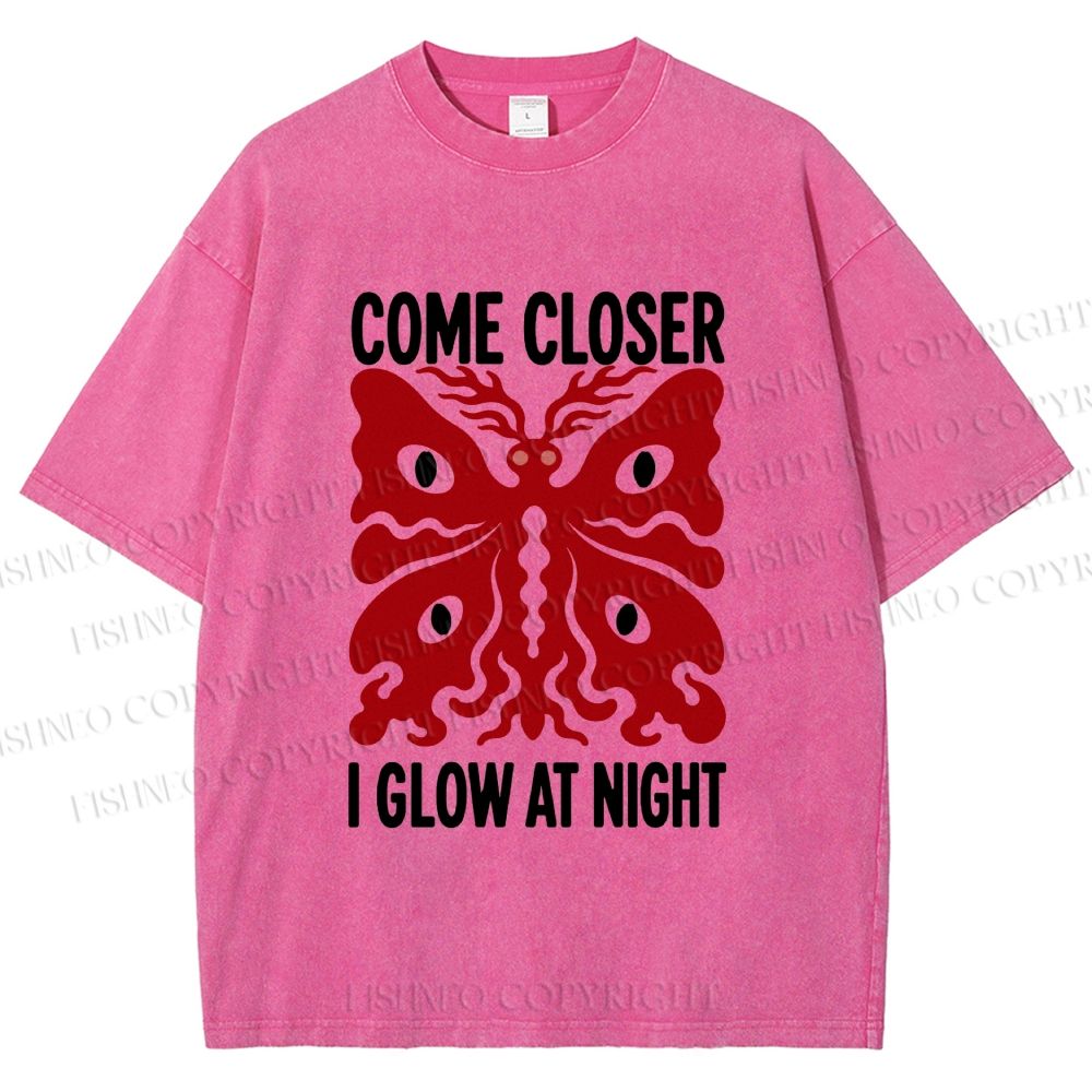Unisex Night Glow Moth Printed Washed Tee