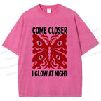 Unisex Night Glow Moth Printed Washed Tee