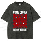 Unisex Night Glow Moth Printed Washed Tee