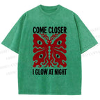 Unisex Night Glow Moth Printed Washed Tee
