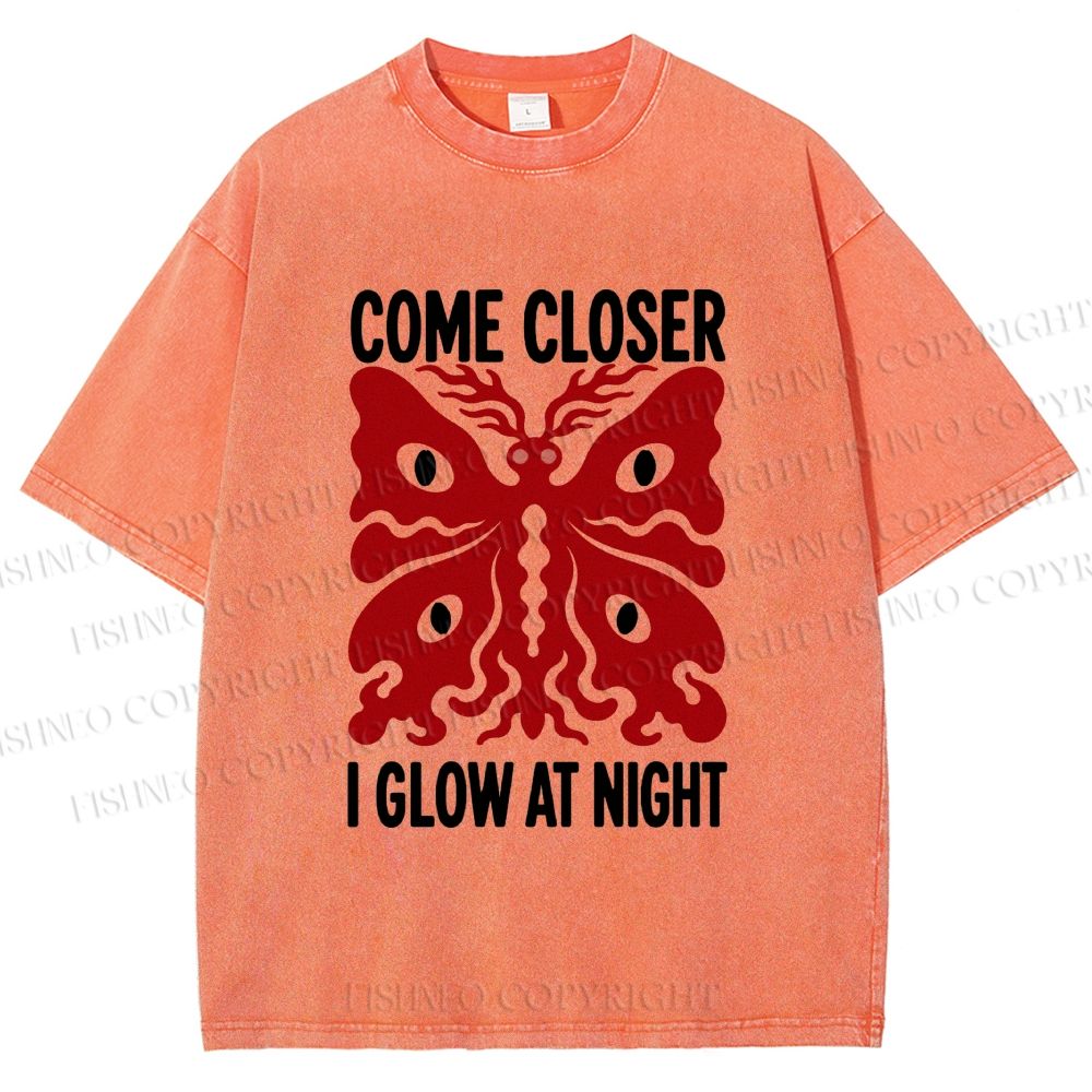 Unisex Night Glow Moth Printed Washed Tee