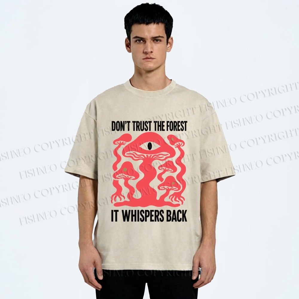 Unisex Don’t Trust The Forest Eye Mushroom Printed Washed Tee