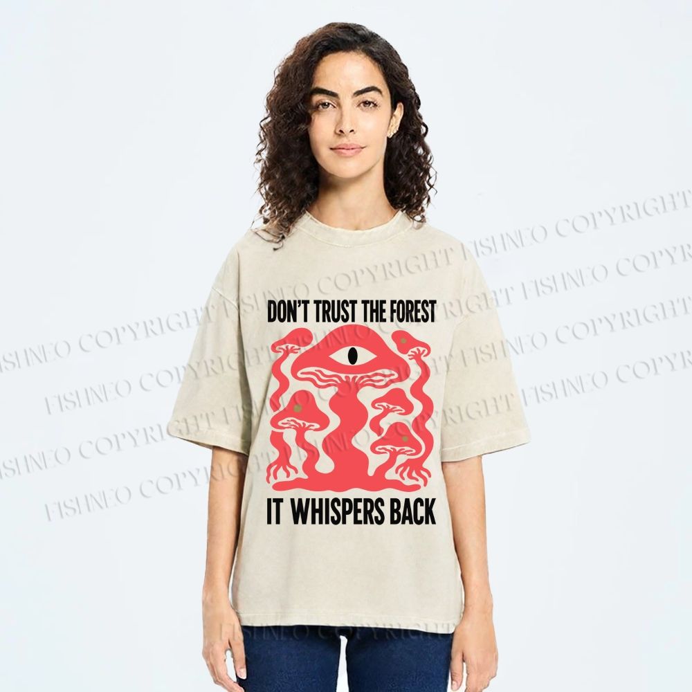Unisex Don’t Trust The Forest Eye Mushroom Printed Washed Tee