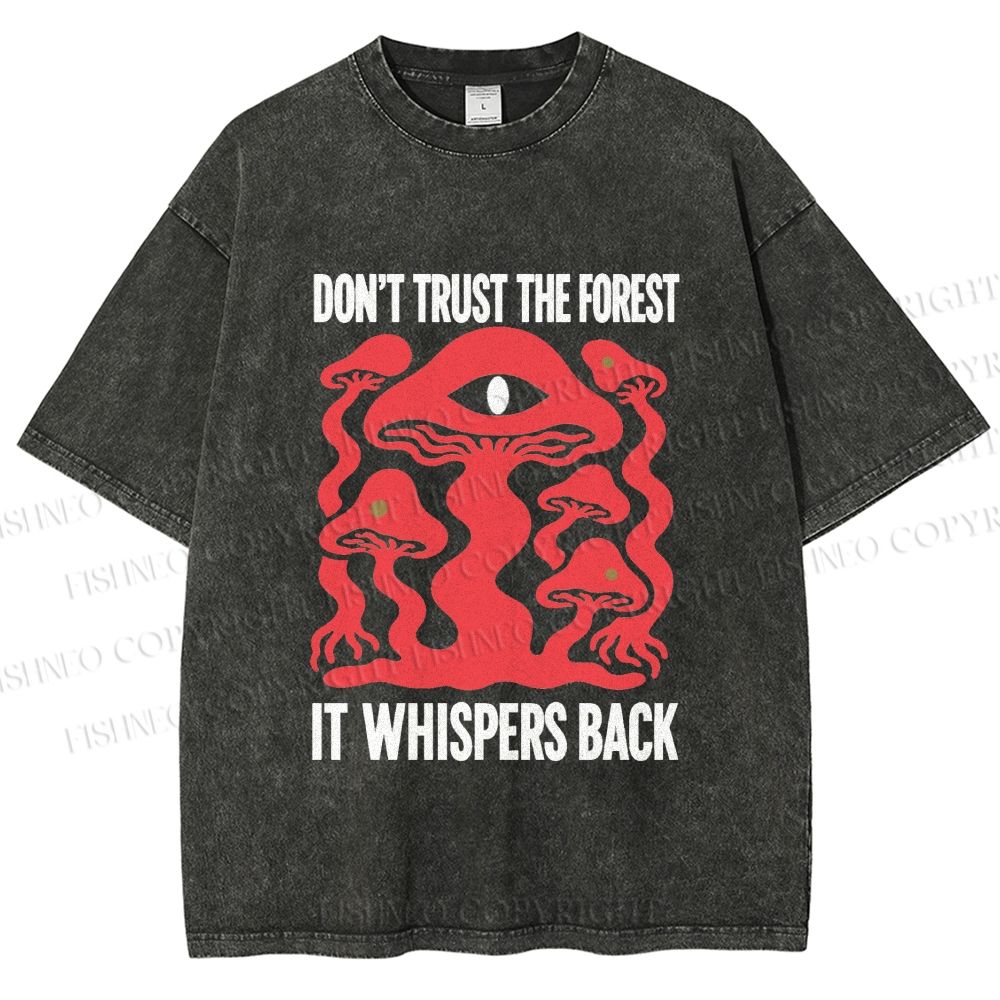 Unisex Don’t Trust The Forest Eye Mushroom Printed Washed Tee