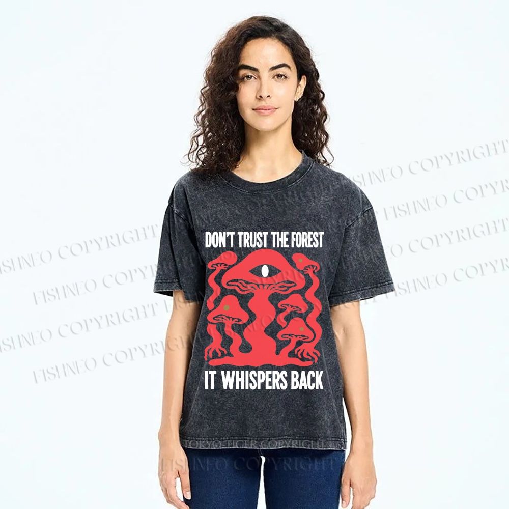 Unisex Don’t Trust The Forest Eye Mushroom Printed Washed Tee