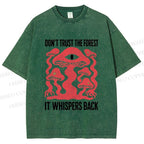 Unisex Don’t Trust The Forest Eye Mushroom Printed Washed Tee