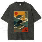 Unisex Sunrise Sea TurtlesPrinted Washed Tee