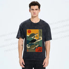 Unisex Sunrise Sea TurtlesPrinted Washed Tee