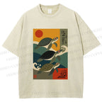 Unisex Sunrise Sea TurtlesPrinted Washed Tee