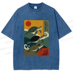 Unisex Sunrise Sea TurtlesPrinted Washed Tee
