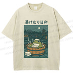 Unisex Foggy Day Spa Toad Printed Washed Tee
