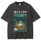 Unisex Foggy Day Spa Toad Printed Washed Tee