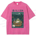 Unisex Foggy Day Spa Toad Printed Washed Tee