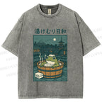 Unisex Foggy Day Spa Toad Printed Washed Tee