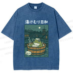 Unisex Foggy Day Spa Toad Printed Washed Tee