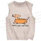 Unisex This is One Hotdog Printed Washed Tank Top