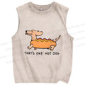 Unisex This is One Hotdog Printed Washed Tank Top