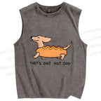 Unisex This is One Hotdog Printed Washed Tank Top