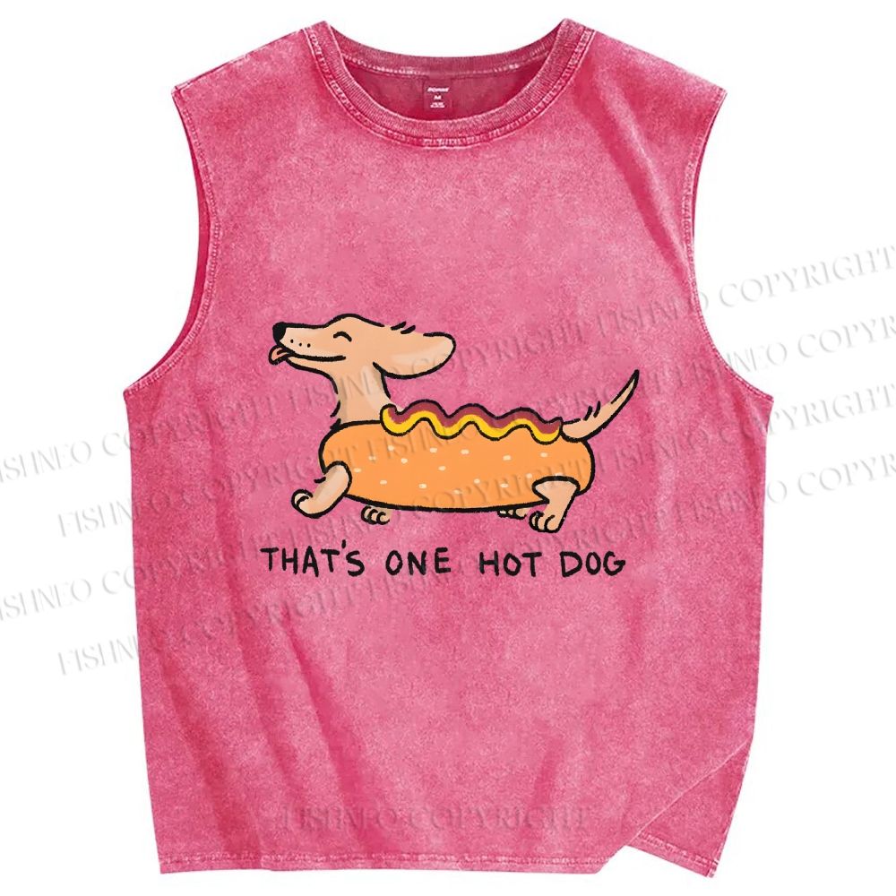 Unisex This is One Hotdog Printed Washed Tank Top