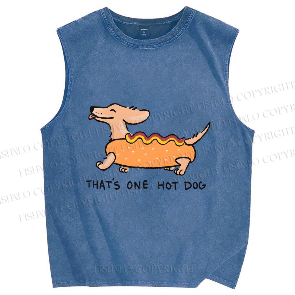Unisex This is One Hotdog Printed Washed Tank Top