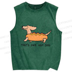 Unisex This is One Hotdog Printed Washed Tank Top