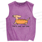 Unisex This is One Hotdog Printed Washed Tank Top