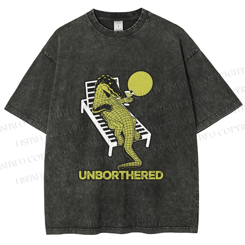 Unisex Unborthered Crocodile Printed Washed Tee