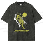 Unisex Unborthered Crocodile Printed Washed Tee