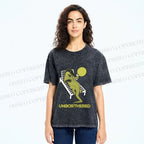 Unisex Unborthered Crocodile Printed Washed Tee