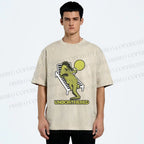 Unisex Unborthered Crocodile Printed Washed Tee
