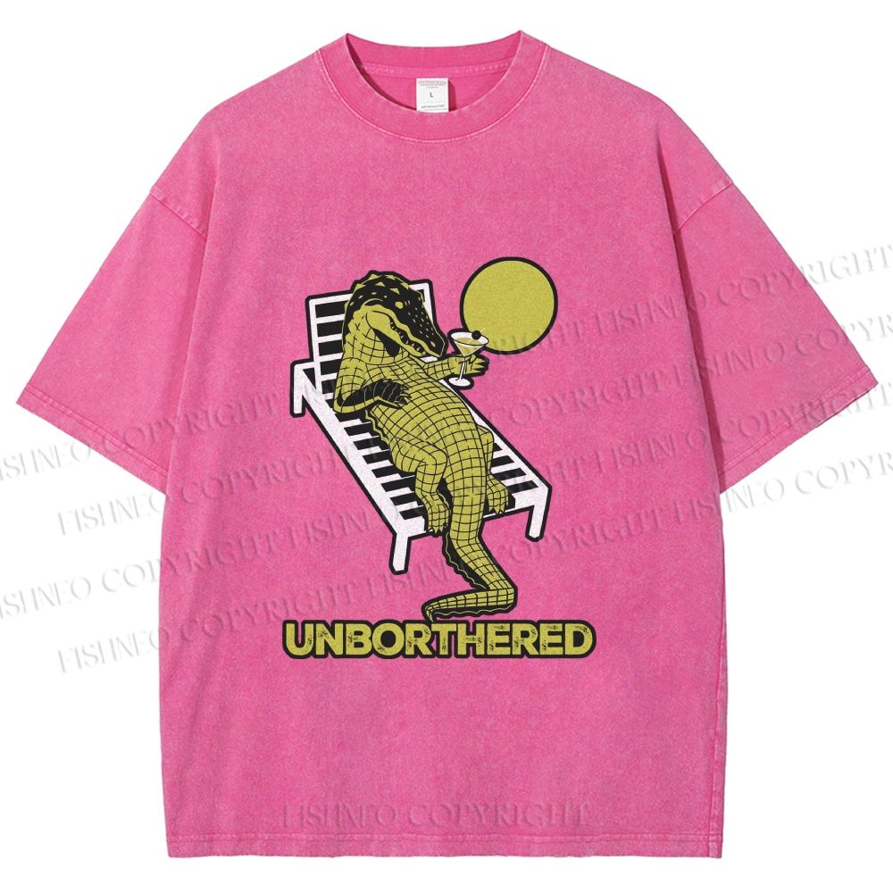 Unisex Unborthered Crocodile Printed Washed Tee