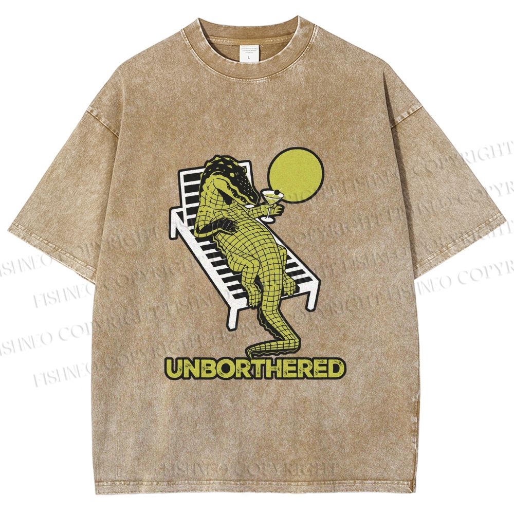 Unisex Unborthered Crocodile Printed Washed Tee