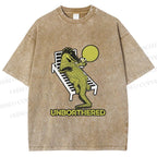 Unisex Unborthered Crocodile Printed Washed Tee