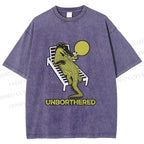 Unisex Unborthered Crocodile Printed Washed Tee