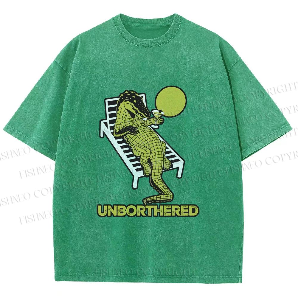 Unisex Unborthered Crocodile Printed Washed Tee